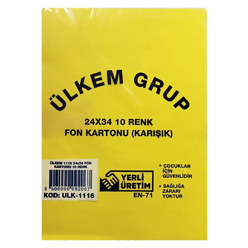 Ülkem Grup Fon Kartonu Karışık 10 Renk 24x34cm
