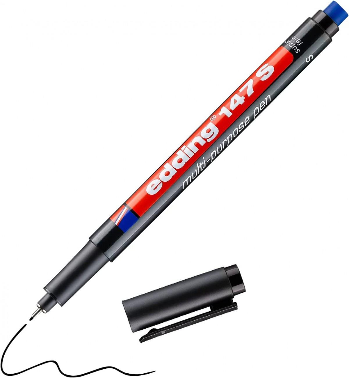 Edding 147S Asetat Kalemi Silgili Siyah x 10 Lu Kutu