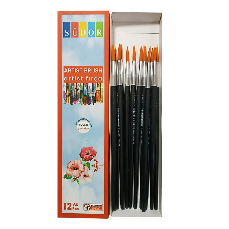 Südor S 145 Serisi Yuvarlak Sulu Boya Fırçası No:10 x 12 Li Kutu